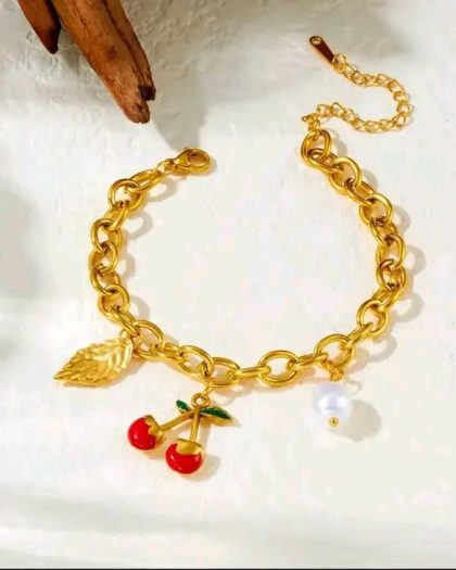 Bracelet cerise en acier inoxydable 316L