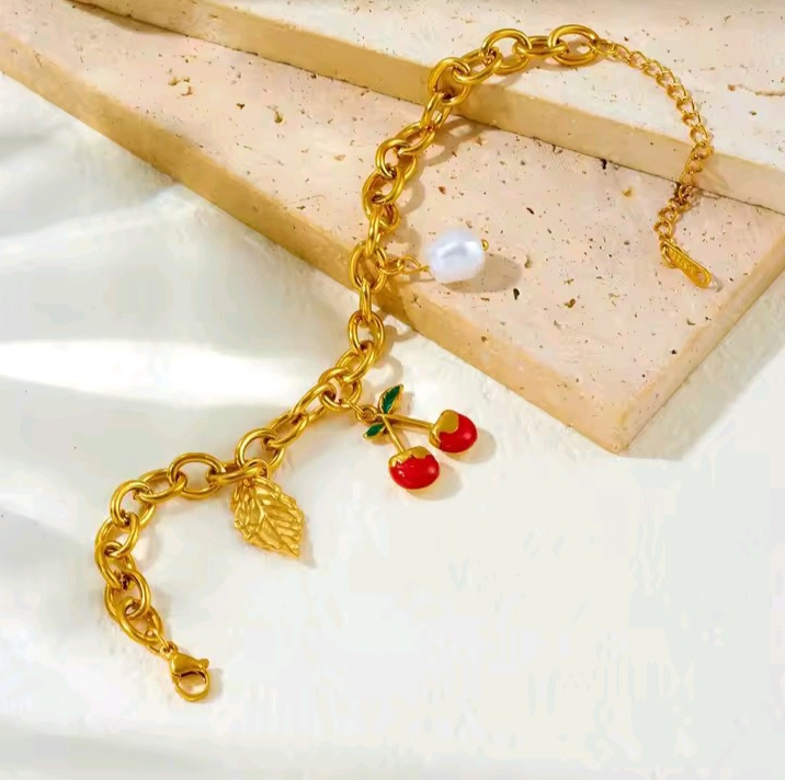 Bracelet cerise en acier inoxydable 316L - Image 3