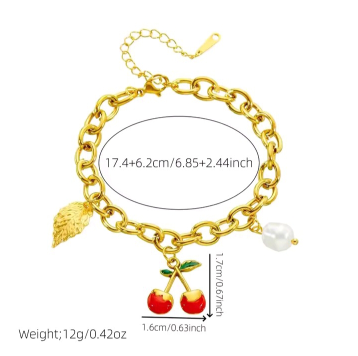 Bracelet cerise en acier inoxydable 316L - Image 5